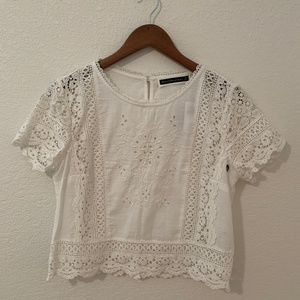 Abercrombie & Fitch - White eyelet and lace top